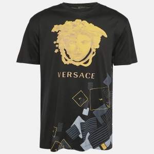 Versace Black Printed Jersey Crew Neck T-Shirt M