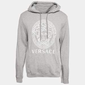 Versace Grey Medusa Print Cotton Knit Hoodie XL