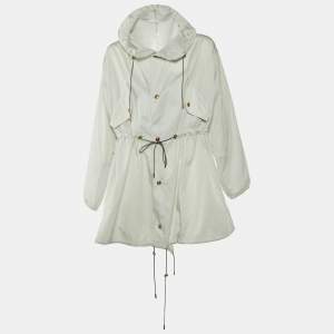 Versace Pale Grey Nylon Button Front Rain Jacket XL
