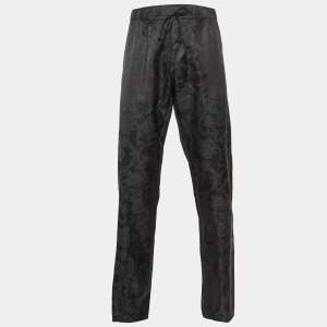 Versace Underwear Black Barocco Print Cotton & Silk Pajama Pants L