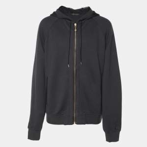 Versace Blue Knit Medusa Patch Detail Hooded Jacket XXL