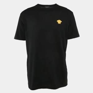 Versace Black Medusa Applique Jersey Crewneck Shirt XXL