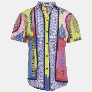 Gianni Versace Multicolor Printed Cotton Short Sleeve Shirt L