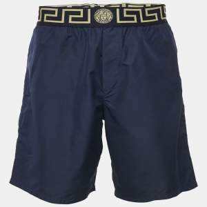 Versace Blue Greca Border Synthetic Swim Shorts L