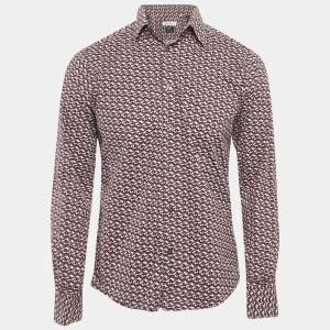 Pre Owned Versace Collection Purple Geometric Print Cotton Shirt M
