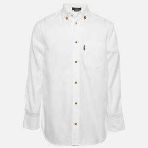 Versace White Cotton Medusa Detail Button Heritage Fit Shirt S