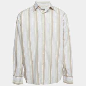 Pre Owned Versace Pink Striped Cotton Button Front Shirt XXXL