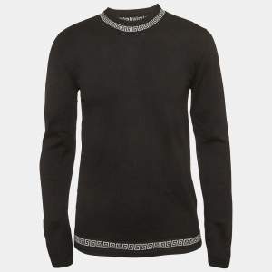 Pre Owned Versace Black Wool Knit Crewneck Sweater L
