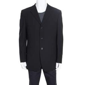 Versace Classic Black Striped Wool Tailored Blazer XL