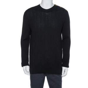 Versace Black Diamond Pattern Rib Knit Sweater XXL