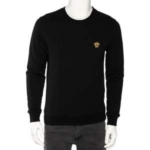 Versace Black Cotton Medusa Embroidered Logo Sweatshirt S