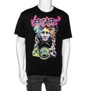 Versace Black Medusa Printed Cotton Short Sleeve T-Shirt L