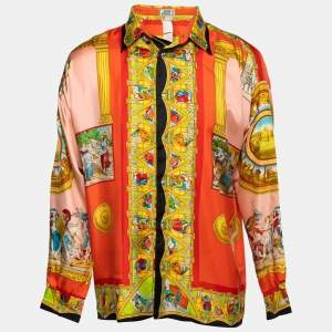 Gianni Versace Vintage Multicolor Printed Silk Button Front Shirt L