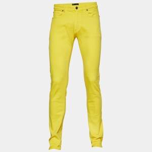 Versace Yellow Denim Medusa Detail Slim Fit Jeans M Waist 33"