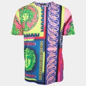 Versace Multicolor Medusa Printed Cotton Short Sleeve T-Shirt XS