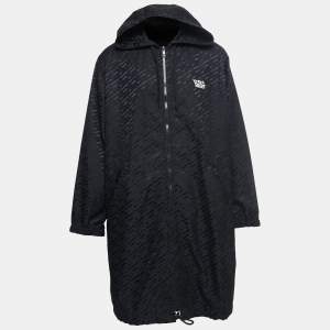 Versace Black Monogram Synthetic Rain Jacket 2XL