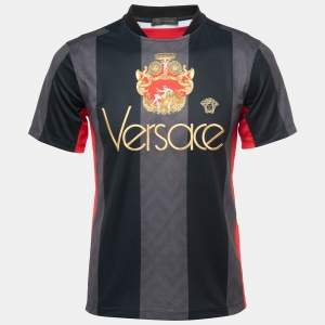 Versace Black & Red Jersey Logo Football T-Shirt M