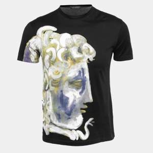 Versace Black Medusa Painted Cotton Crew Neck T-Shirt XS