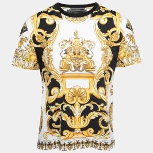 Versace Tribute Black/Yellow Baroque Printed Cotton T-Shirt XL