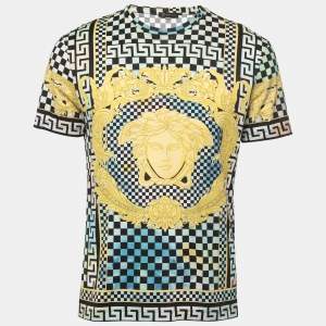 Versace Black & Gold Baroque Printed Cotton Knit T-Shirt L