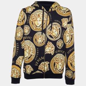  Versace Black Medusa Head Printed Cotton Knit Hooded Sweatshirt XXL