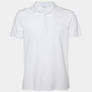 Versace White Tonal Medussa Head Embroidered Cotton Pique Polo T-Shirt XL