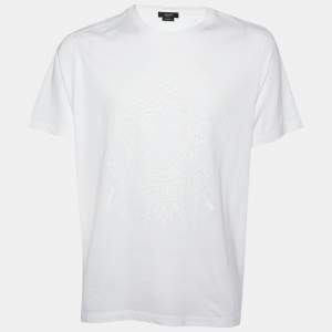 Versace White Tonal Medusa Printed Cotton Knit t-Shirt L