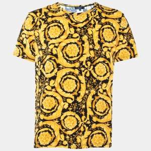 Versace Black Barocco Printed Cotton Knit T-Shirt XXL