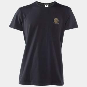 Versace Black Medusa Crest Printed Cotton Knit T-Shirt XXL