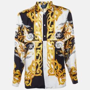 Versace Multicolor Baroque Printed Silk Button Front Shirt XL