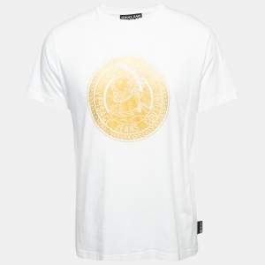 Versace Jeans Couture White Logo Print Cotton Half Sleeve T-Shirt XL
