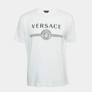 Versace White Cotton Logo Print T-Shirt 2XL