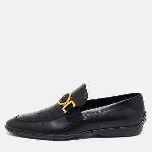 Versace Black Croc Embossed Medusa City Loafers Size 43