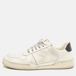 Versace White Leather Ilus Low Top Sneakers Size 43