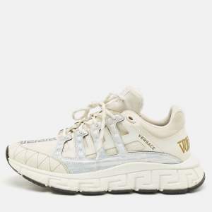 Versace Tricolor Leather and Fabric Trigreca Low Top Sneakers Size 45