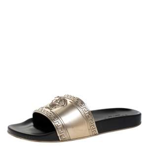 Versace Bronze Rubber Medusa Head Slides Size 43
