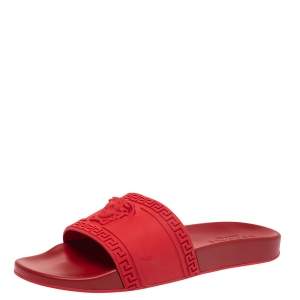 Versace Red Rubber Medusa Head Slides Size 41