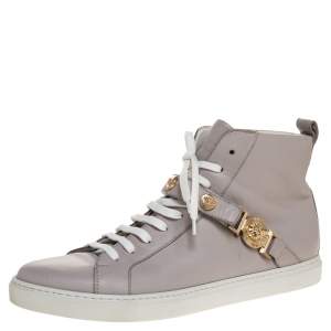 Versace Lilac Leather Medusa Embellished High Top Lace Up Sneakers Size 40