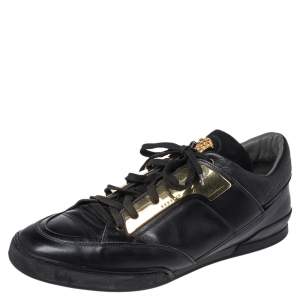 Versace Black Leather Medusa Low Top Sneakers Size 43