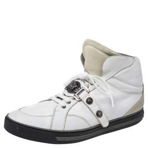 حذاء رياضي فيرساتشي مرتفع من أعلى مادوسا جلد أبيض مقاس 45