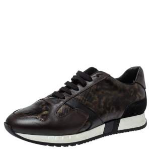 Versace Multicolor Leopard Printed Coated Canvas and Leather Medusa Trainer Sneakers Size 42