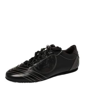 Versace Black Leather Low Top Sneakers Size 40