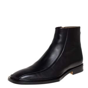 Versace Black Leather Medusa Embellished Ankle Boots Size 41
