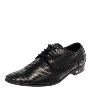 Versace Black Perforated Leather Derby Size 45