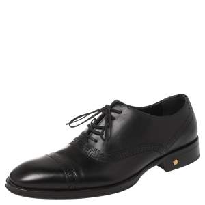 Versace Black Leather Medusa Heel Lace Up Oxfords Size 42