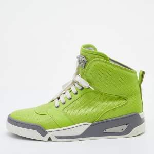 Versace Green Perforated Leather Medusa High-top Sneakers Size 42