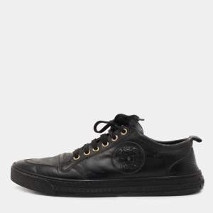 Versace Black Leather Medusa Low Top Lace Up Sneakers Size 42 