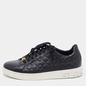 Versace Black Leather Low Top Sneakers Size 42