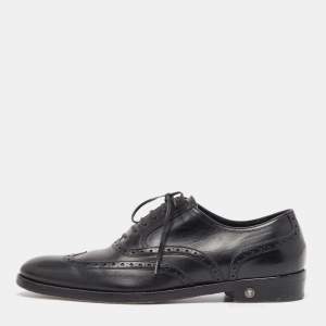 Versace Black Leather Lace Up Oxfords Size 42