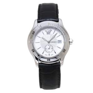 Versace Off-White Stainless Steel Embossed Leather Hurricane ULQ 99 Men's Wristwatch 36MM